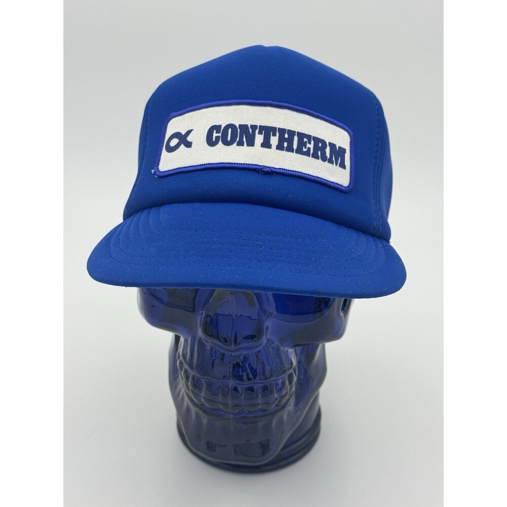 Vtg Designer Award Headwear Contherm Snapback Mesh Trucker Hat Blue